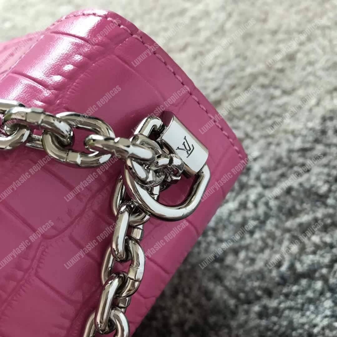 LV Twist Bag MM Crocodilien Brillant Pink