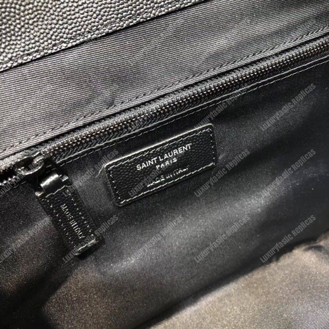 Saint Laurent Envelope Medium Bag Mix Matelassé Grain De Poudre Embossed leather Black Black-Toned