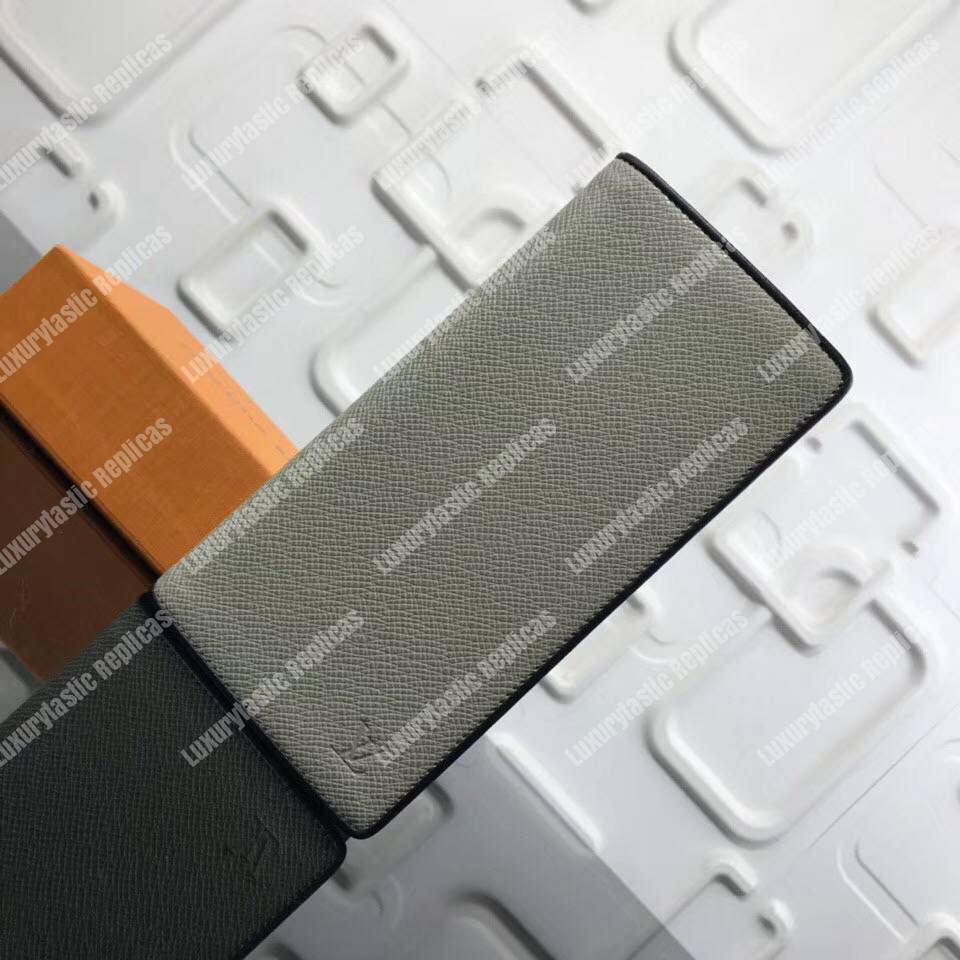 LV Brazza Wallet Taiga Leather Silver