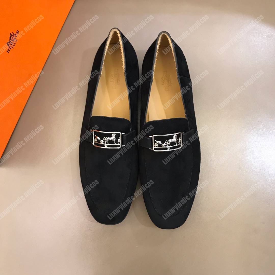H**mes tenor loafer black velvet