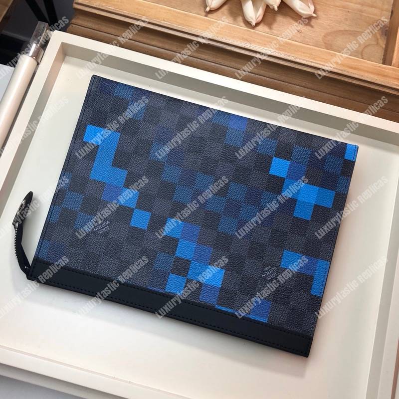 LV Pochette Voyage MM Damier Graphite Pixel Blue