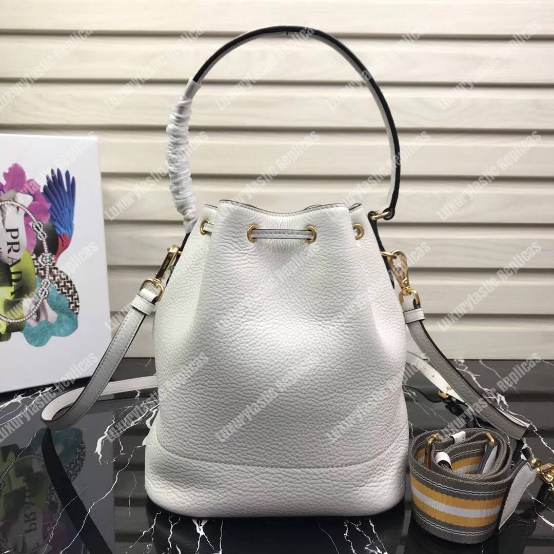 Pra*a leather bucket bag white