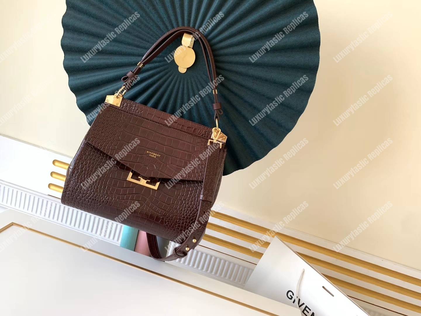 Givenchy Medium Mystic Bag In Crocodile-Effect Leather Brown