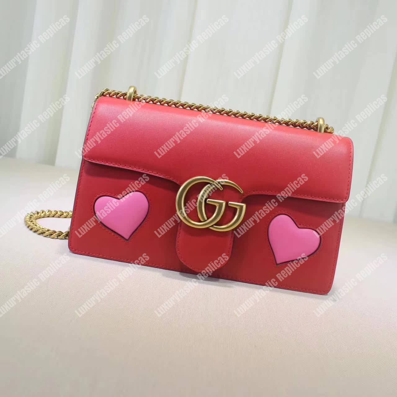 g*u*i gg marmont leather shoulder bag He**ts red