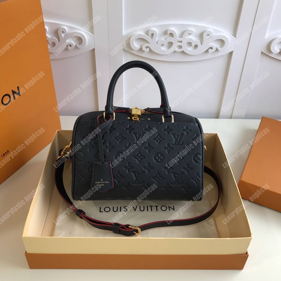 LV Speedy Bandouliere 25 Monogram Empreinte Leather Marine Rouge