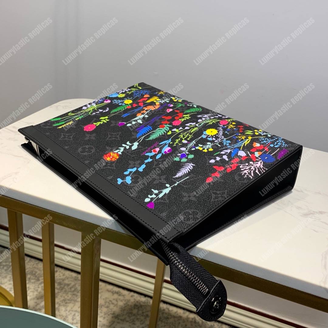 LV Flower Pochette Voyage MM Monogram Eclipse Canvas