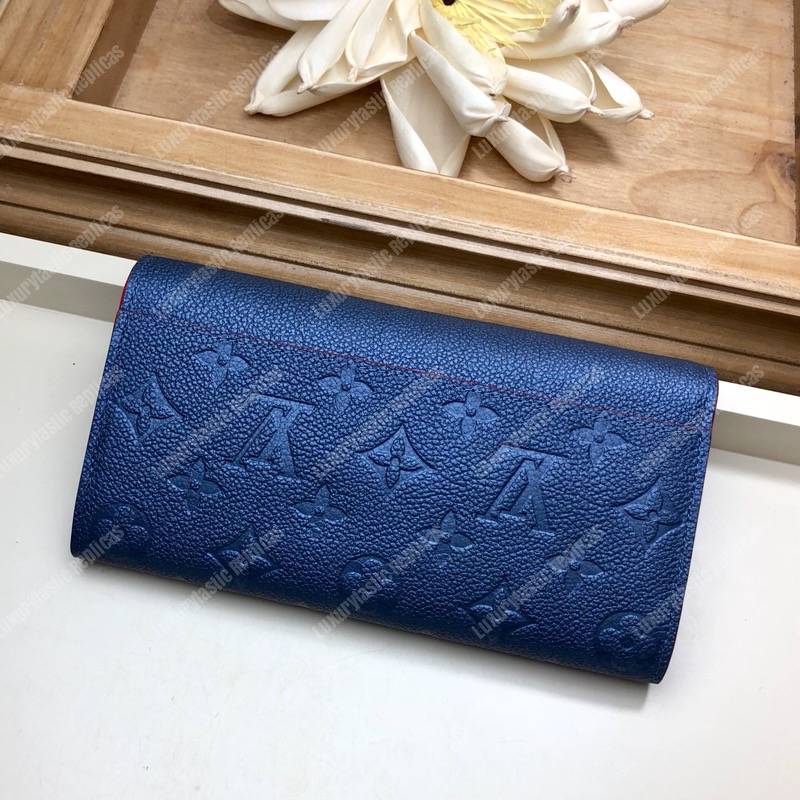 LV Sarah Wallet Monogram Empreinte Leather Marine Rouge