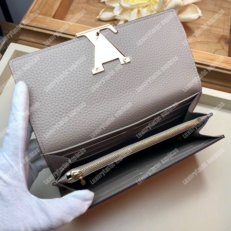 LV Capucines Wallet Taurillon Galet
