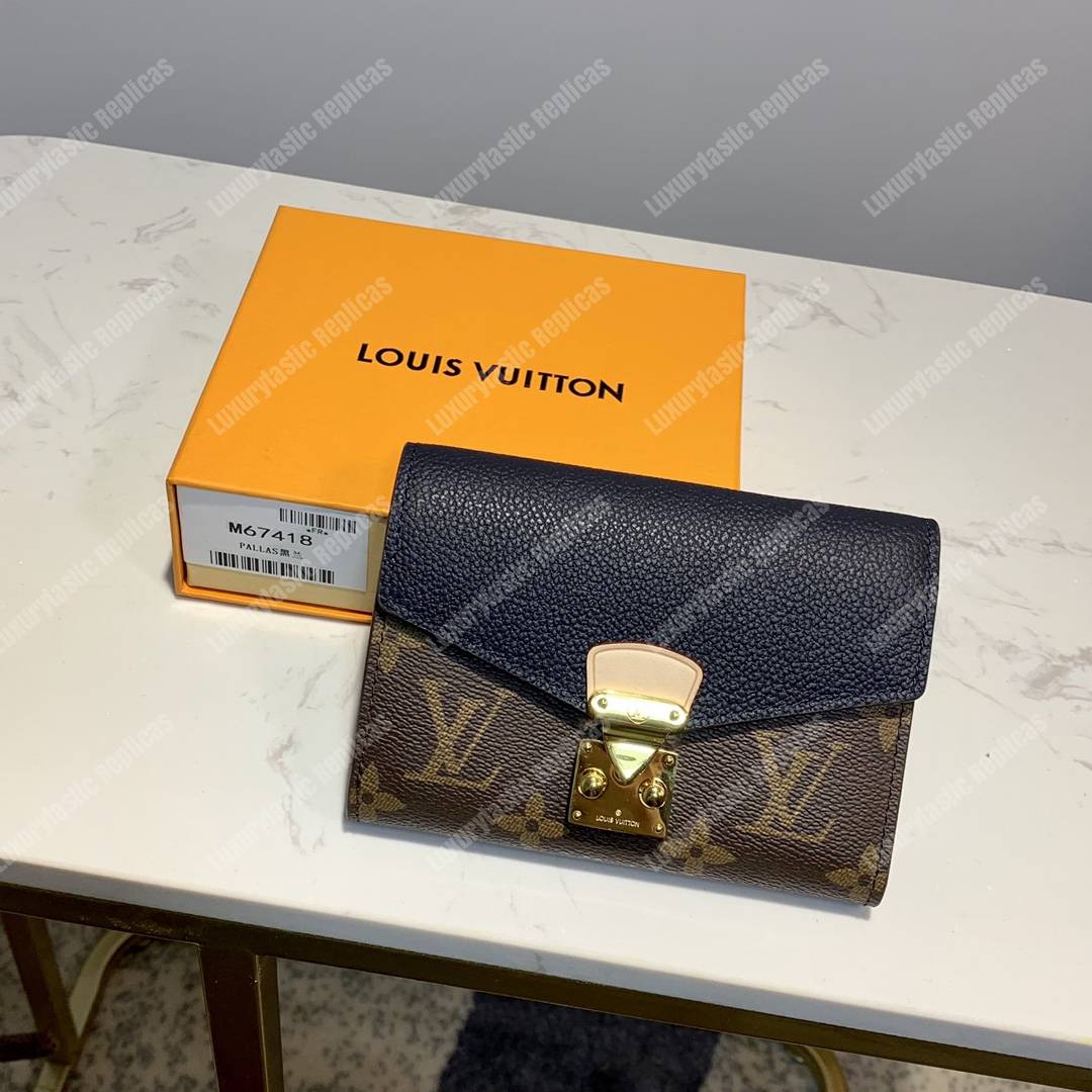 LV Pallas Compact Wallet Monogram Navy Blue