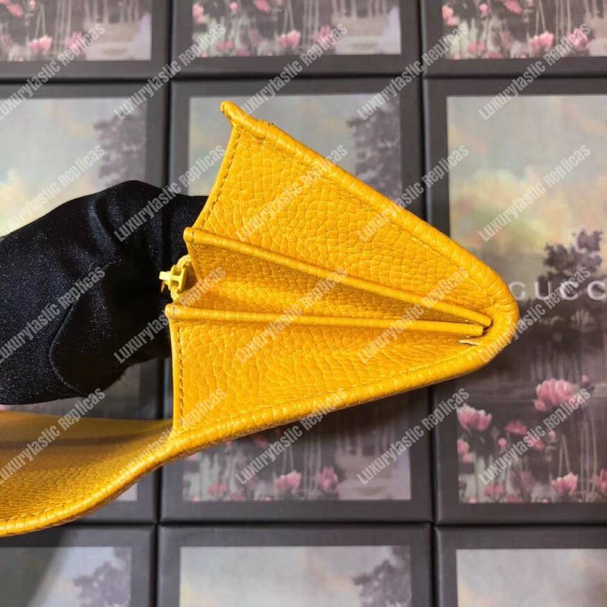 G*u*i garden leather continental wallet yellow with bat