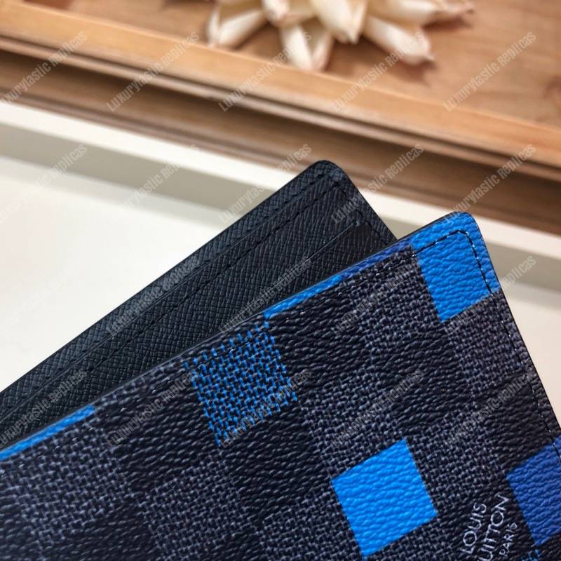 LV Slender Wallet Damier Graphite Pixel Blue