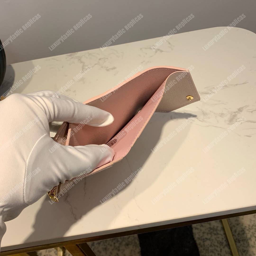 LV Zoe Wallet Damier Azur Rose Ballerine Pink
