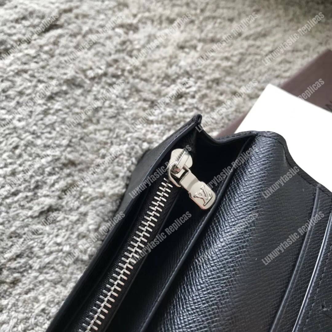 LV Brazza Wallet Epi Leather Hexagon Black