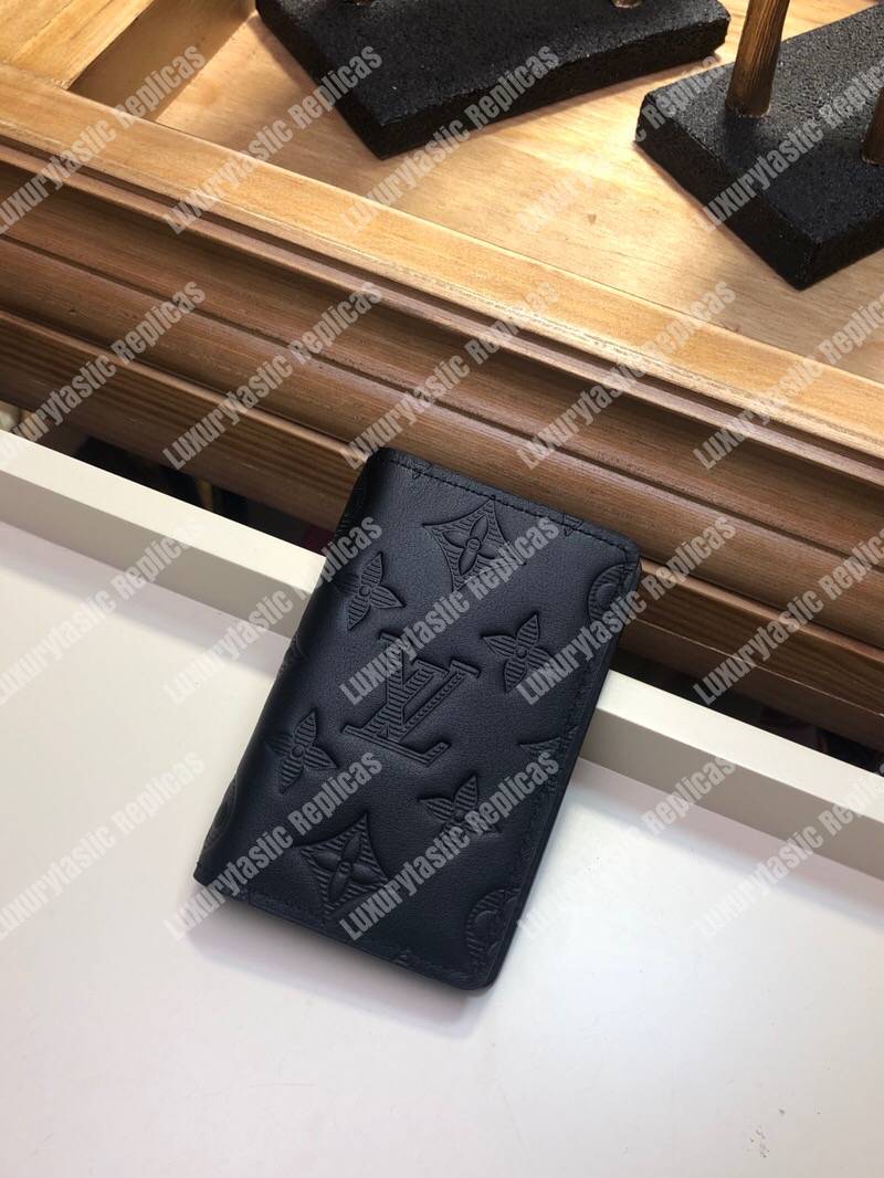 LV Pocket Organizer Taurillon Leather Noir