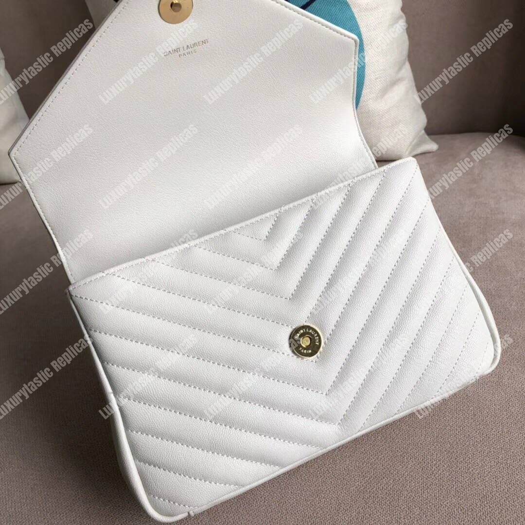 Saint Laurent College Medium In Quilted Leather Blanc Vintage