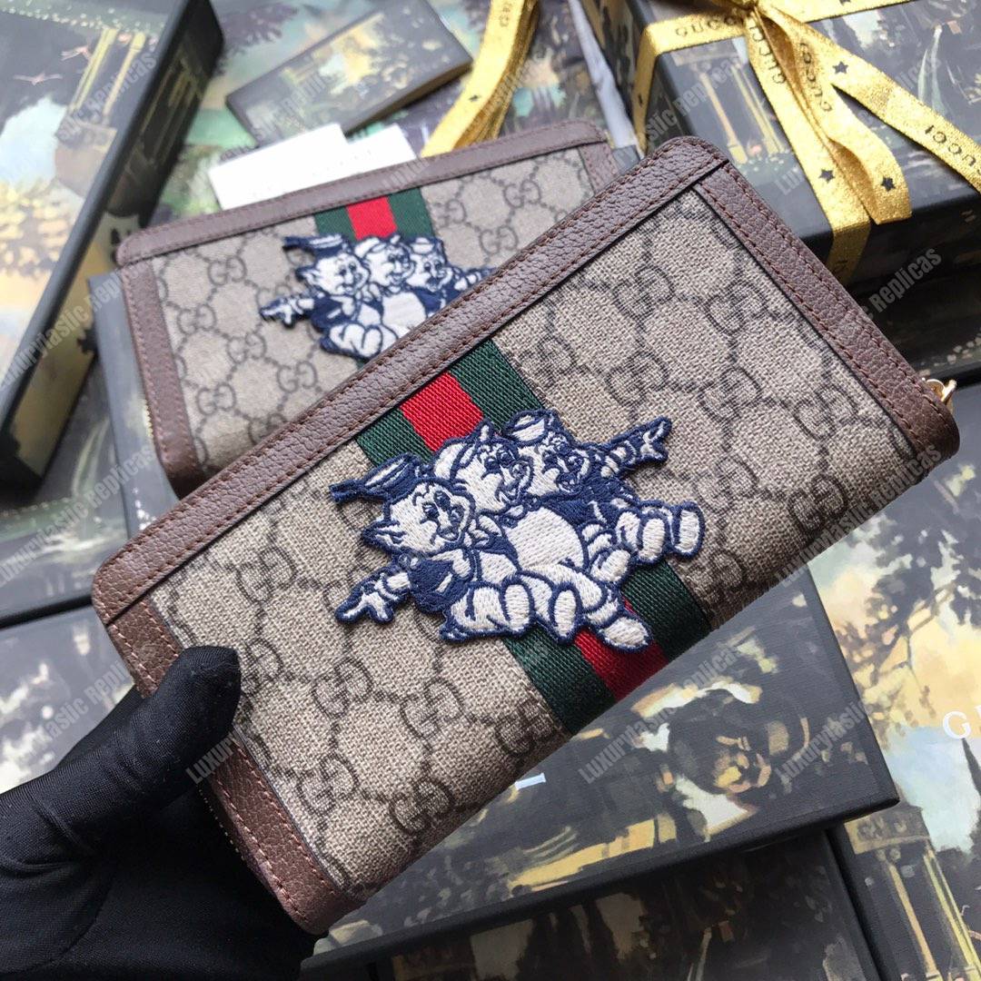 G*u*i ophidia gg zip around wallet with three little pigs
