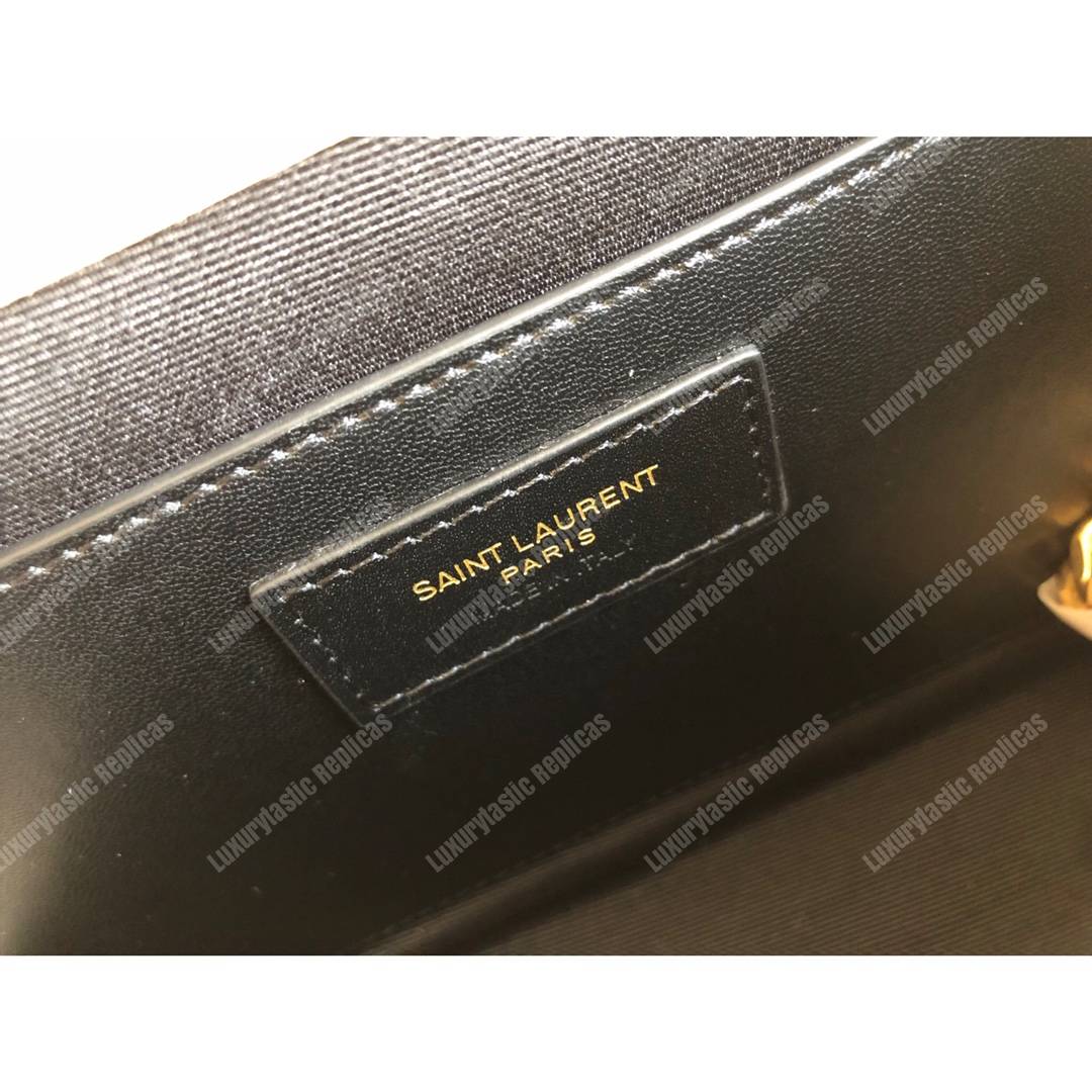 Saint Laurent Envelope Medium Bag in Mix Matelasse Grain De Poudre Embossed Leather Latte