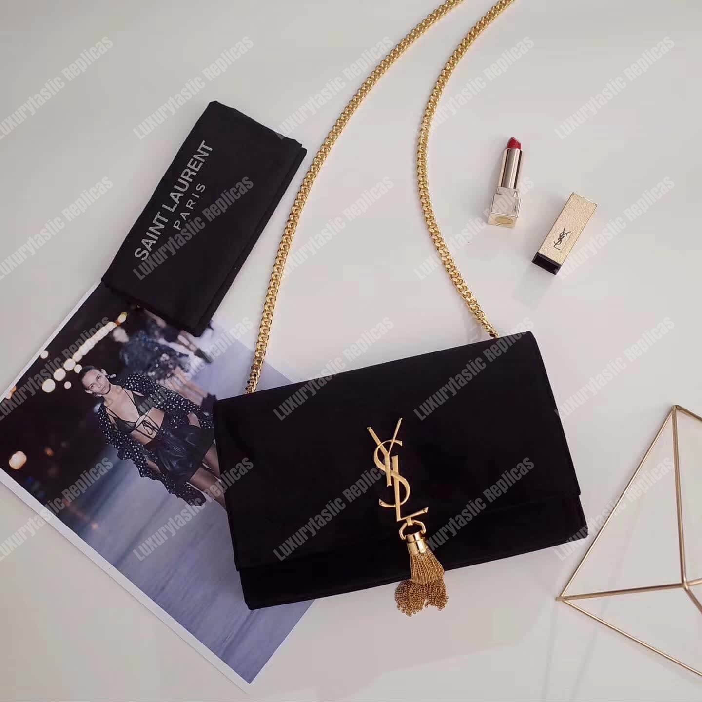 Saint Laurent Kate Medium Tassel Black Velvet