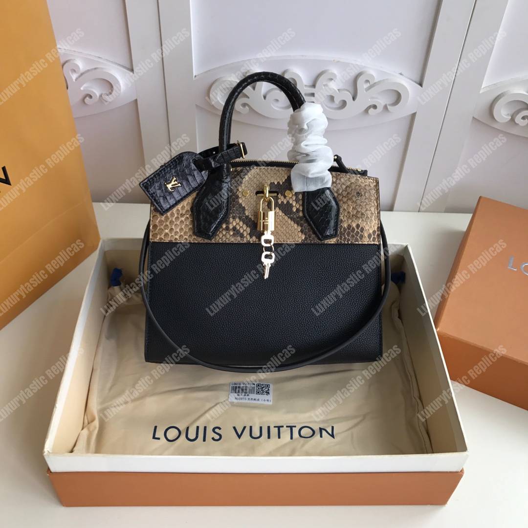 LV City Steamer PM Python Roccia Black