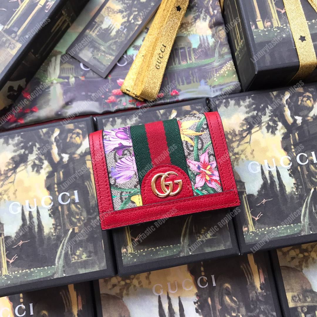 G*u*i ophidia gg flora card case wallet red