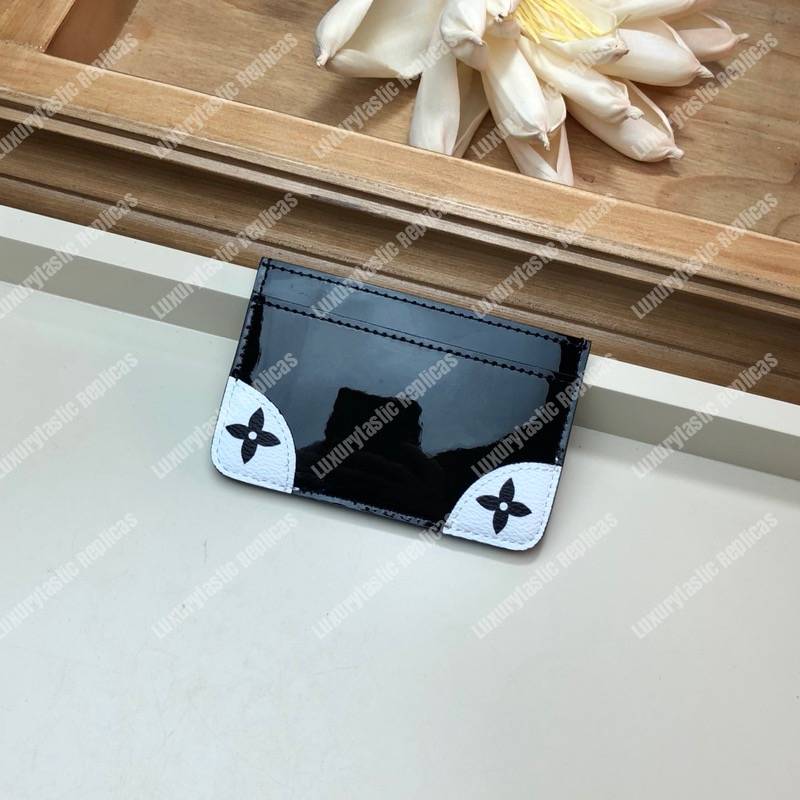 LV Venice Card Holder Patent Leather Monogram Black
