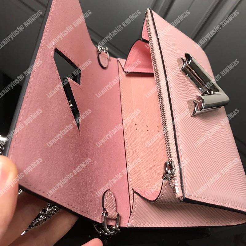 LV Twist Chain Wallet Epi Leather Travel and Trunk-Making Heritage Pink