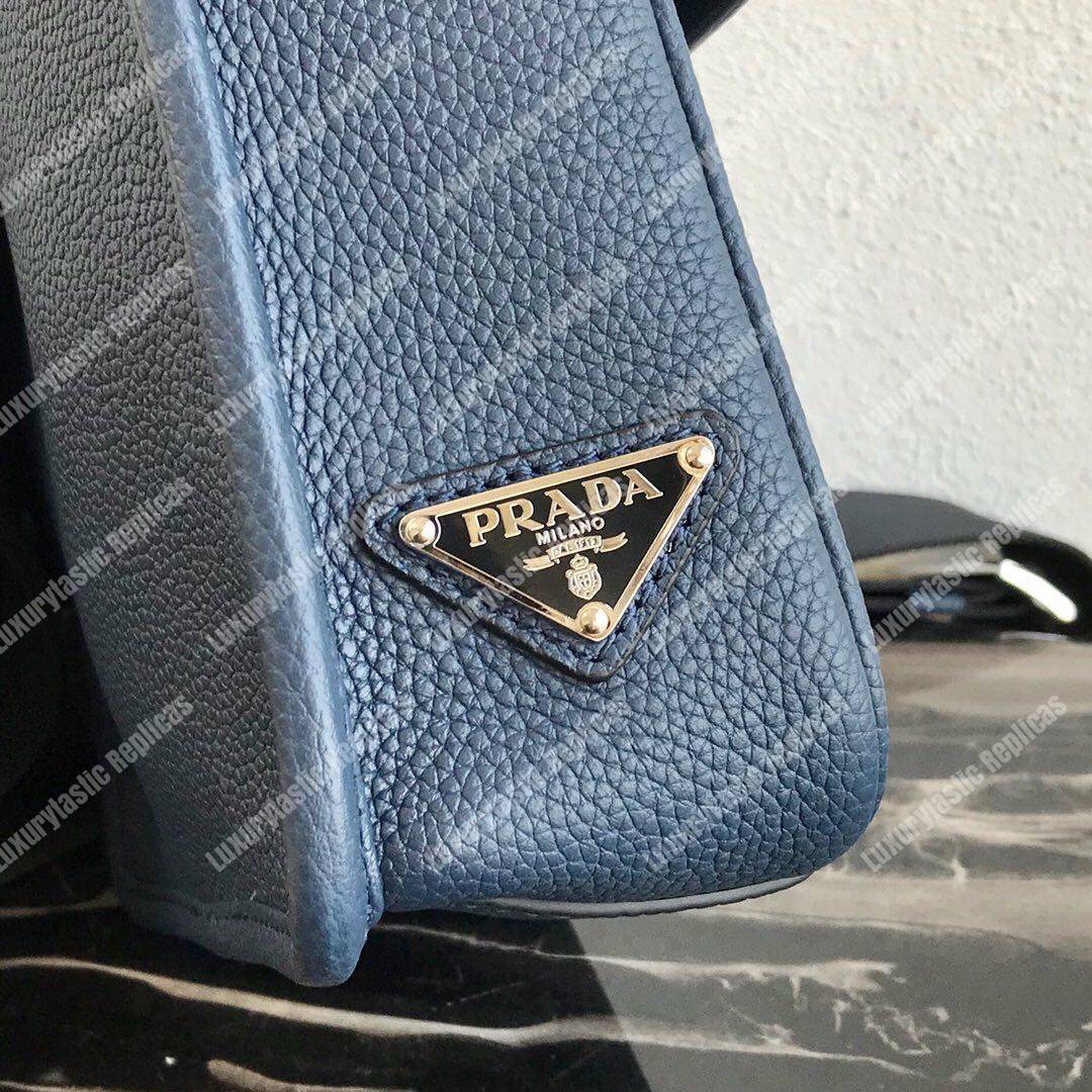 Pra*a saffiano leather shoulder bag blue