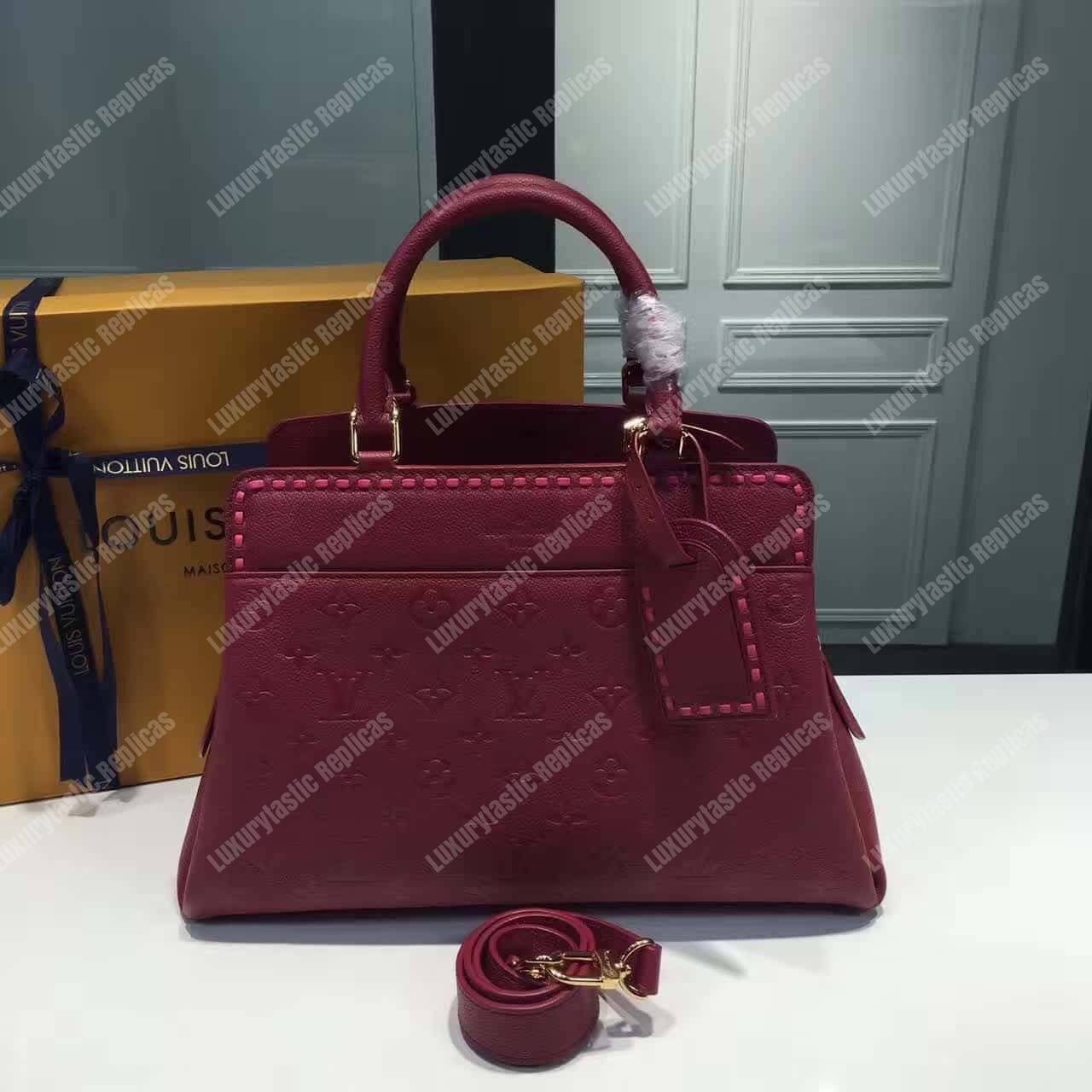 LV Vosges MM Bag Monogram Empreinte Leather Raisin
