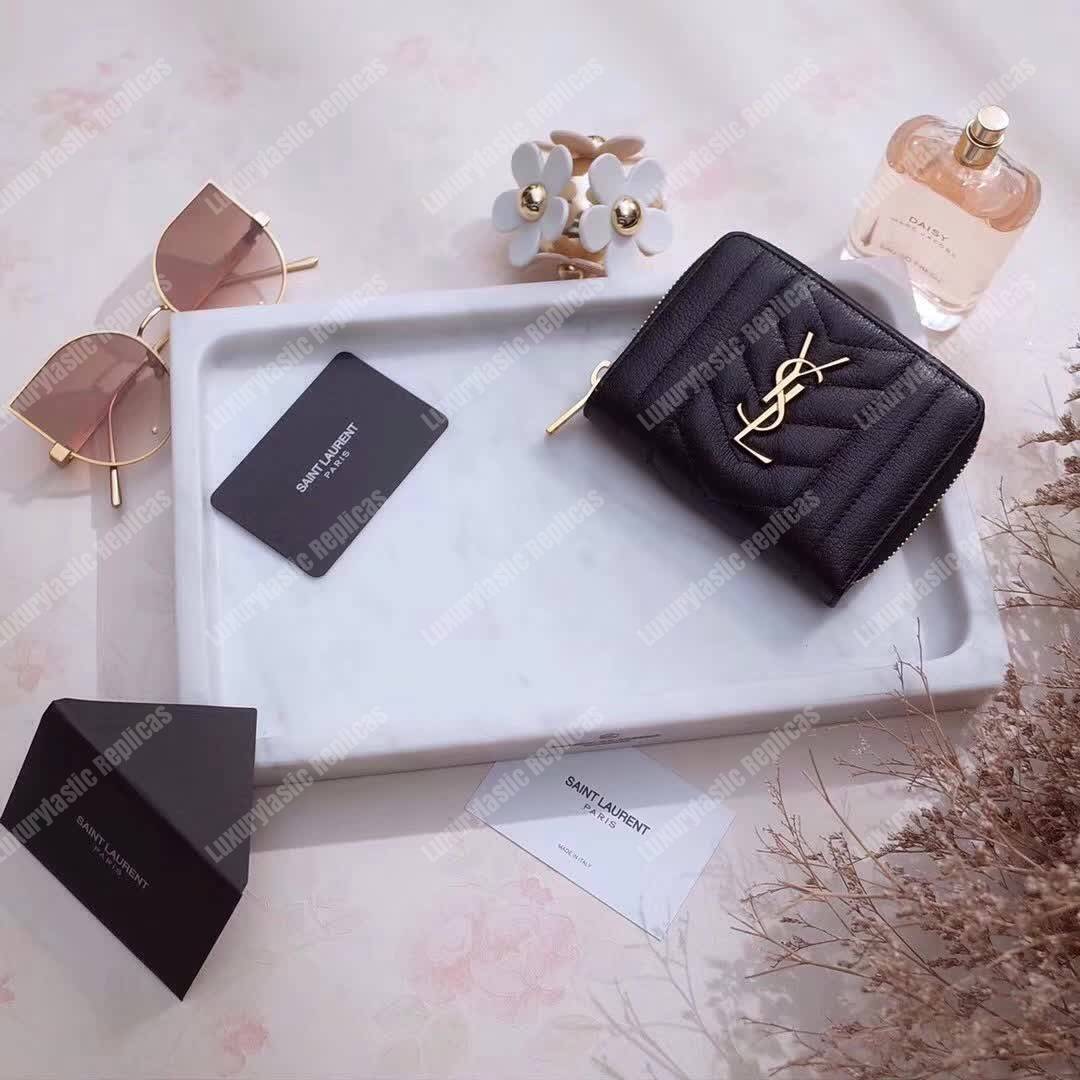 Saint Laurent Compact Zip Around Wallet Black