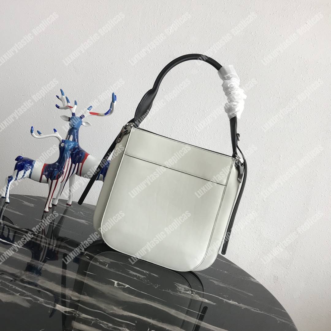 Pra*a margit leather shoulder bag white