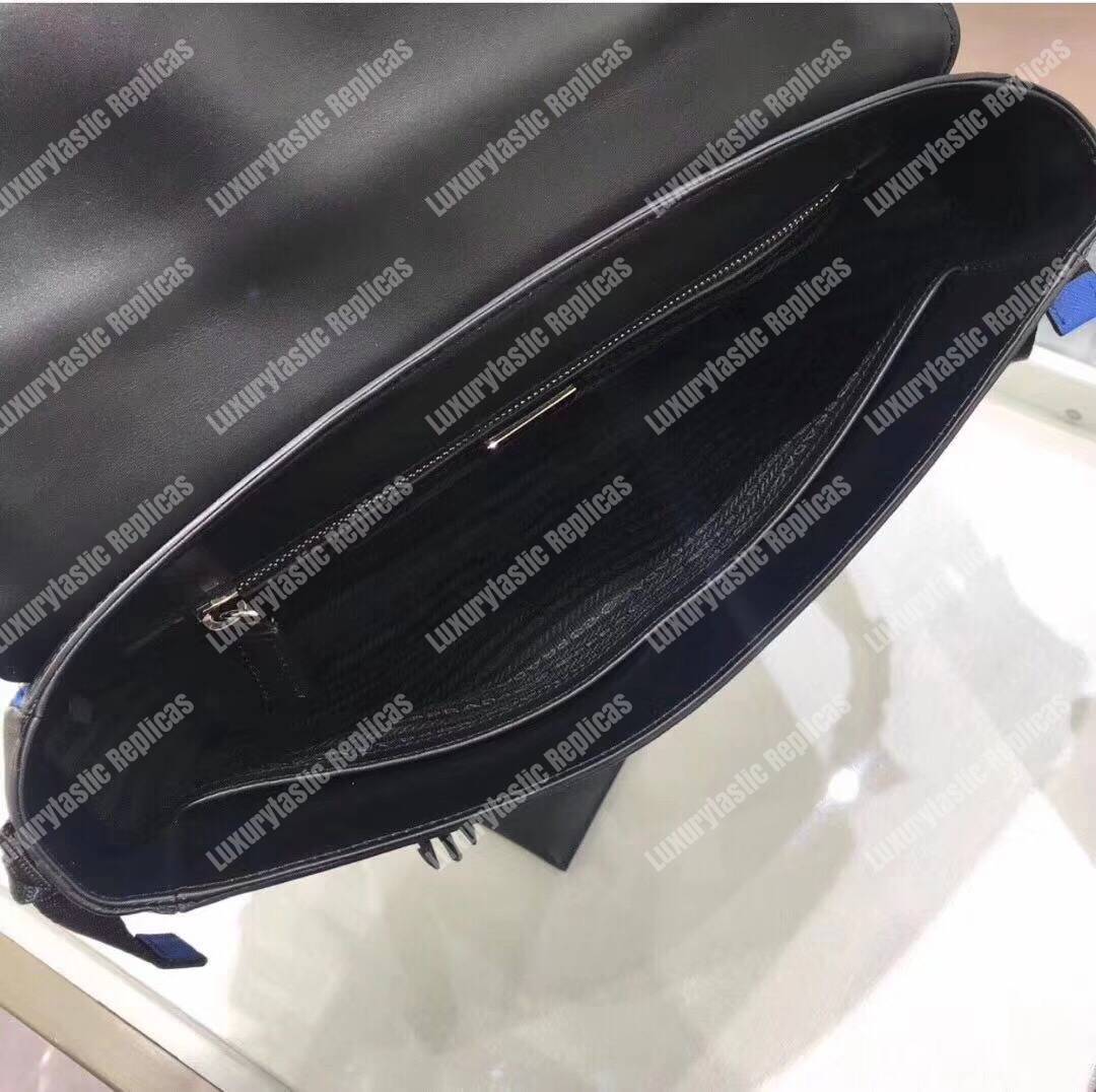 Pra*a saffiano leather shoulder bag blue