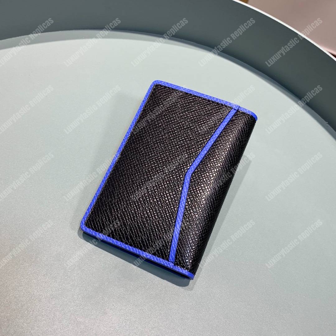 LV Pocket Organizer Taiga Leather Blue Trim
