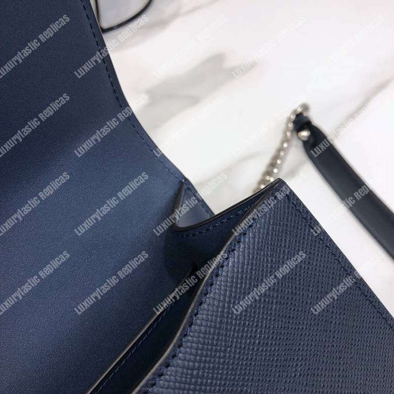 pra*a monoCh*0me saffiano leather bag dark blue