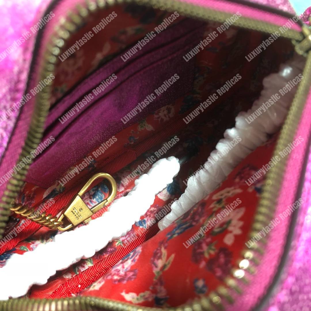 G*u*i laminated leather mini bag purple