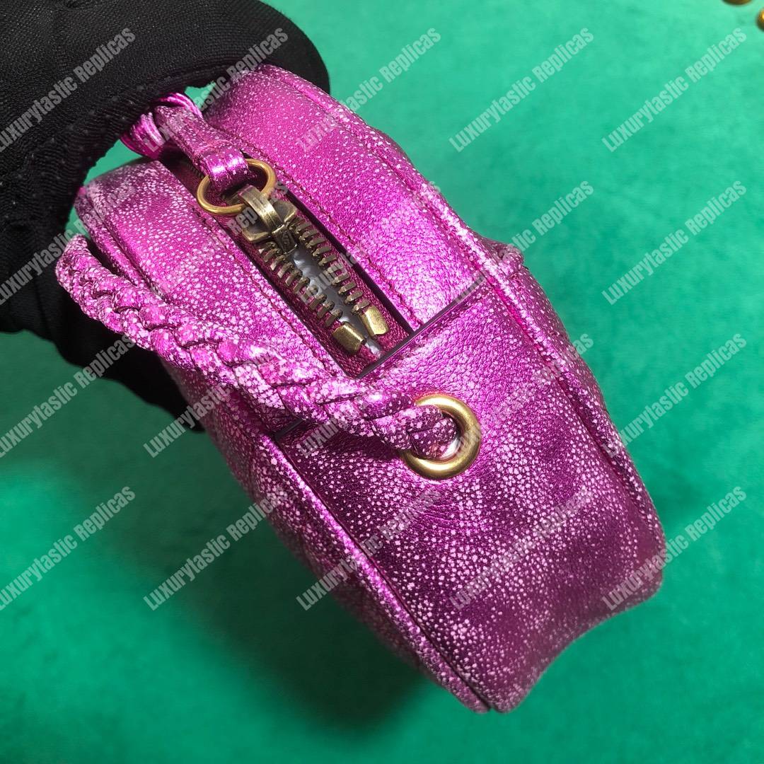 G*u*i laminated leather mini bag purple