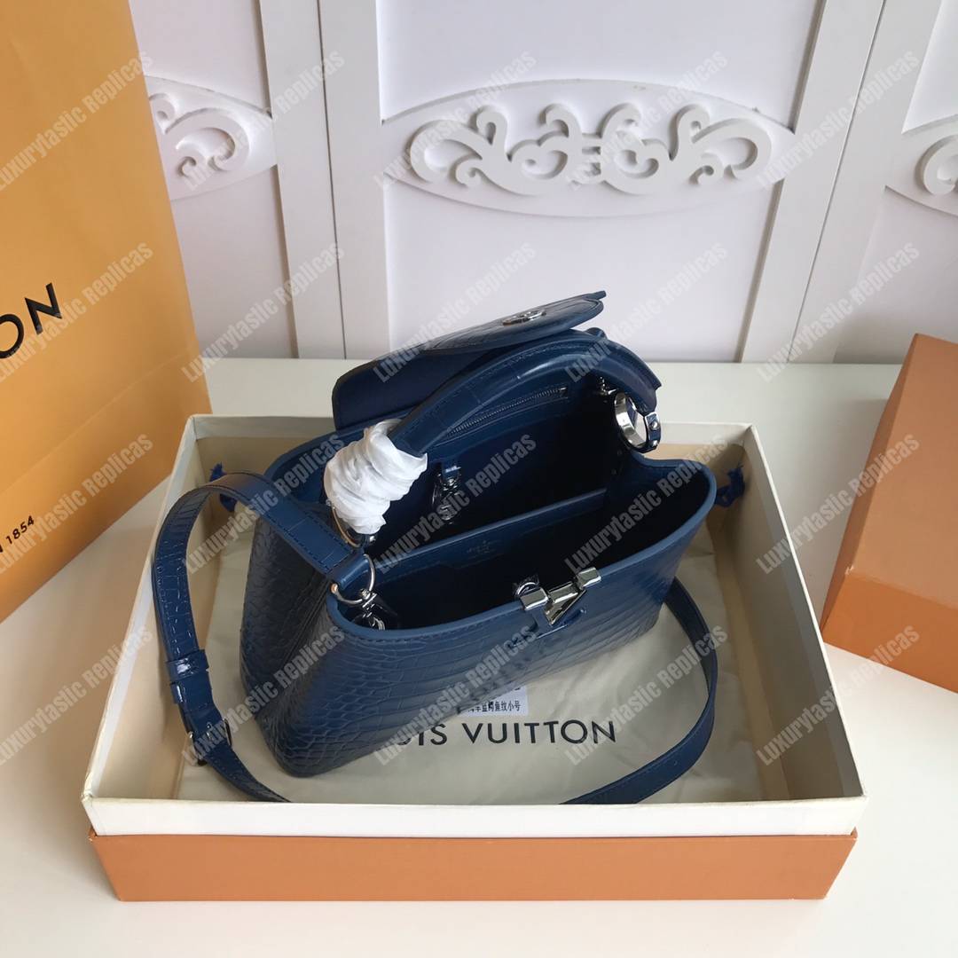 LV Capucines Mini Crocodilien Brillant Bleu ocean