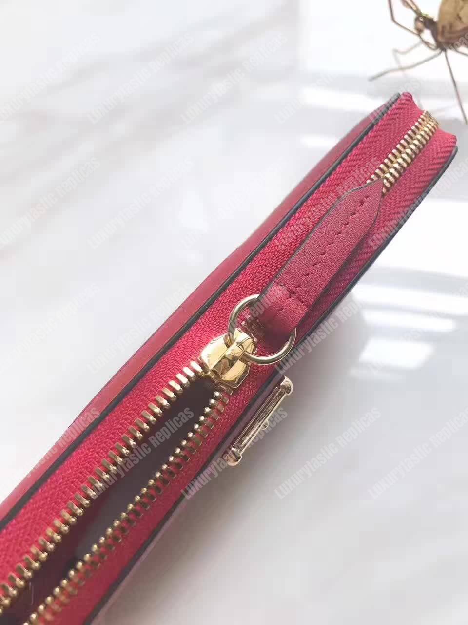 G*u*i sylvie leather zip around wallet hibiscus red