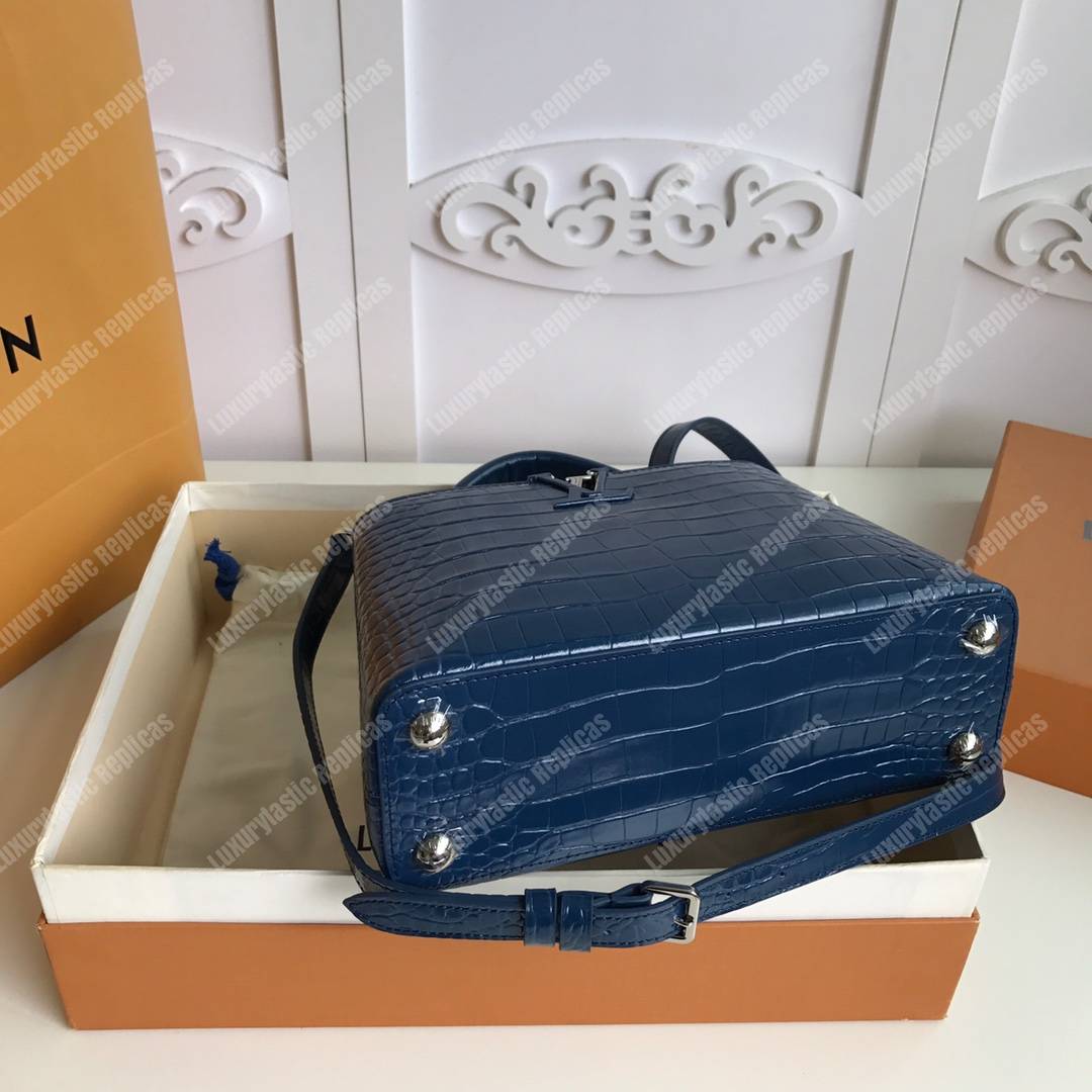 LV Capucines Mini Crocodilien Brillant Bleu ocean