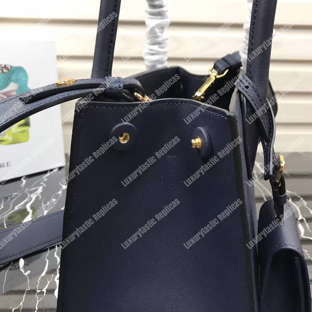 pra*a monoCh*0me saffiano leather bag dark blue