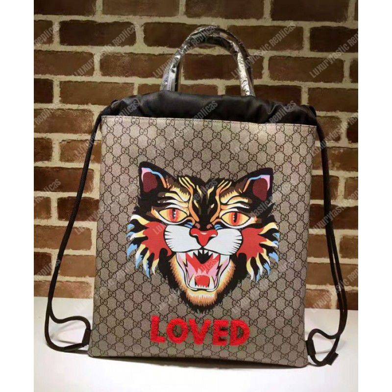 G*u*i courier soft gg angry cat drawstring backpack