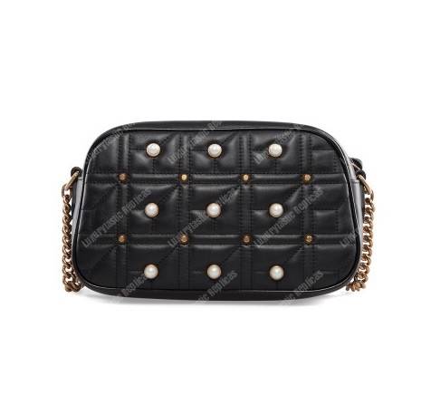 G*u*i gg marmont small matelassé shoulder bag with pearls black