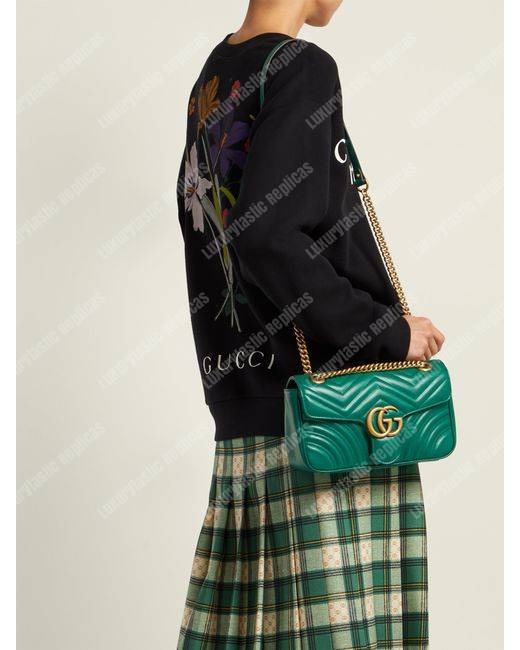 G*u*i gg marmont medium matelasse shoulder bag emerald green