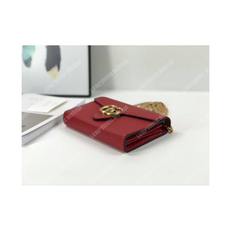 G*u*i gg marmont leather mini chain bag red