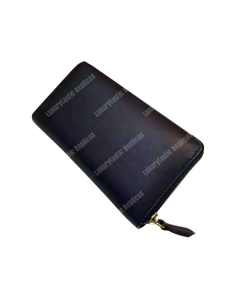 G*u*i bee embroidered zip around wallet black