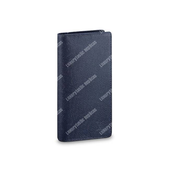 LV Brazza Wallet Taiga Leather Marine Light Blue
