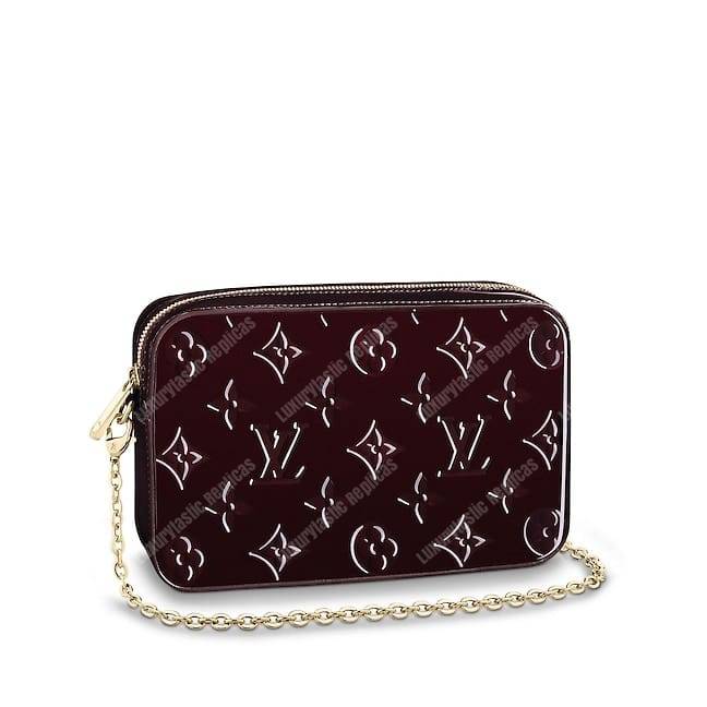 LV Camera Pouch Monogram Vernis Leather Amarante
