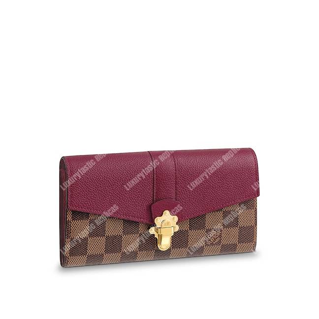 LV Clapton Wallet Damier Ebene Raisin