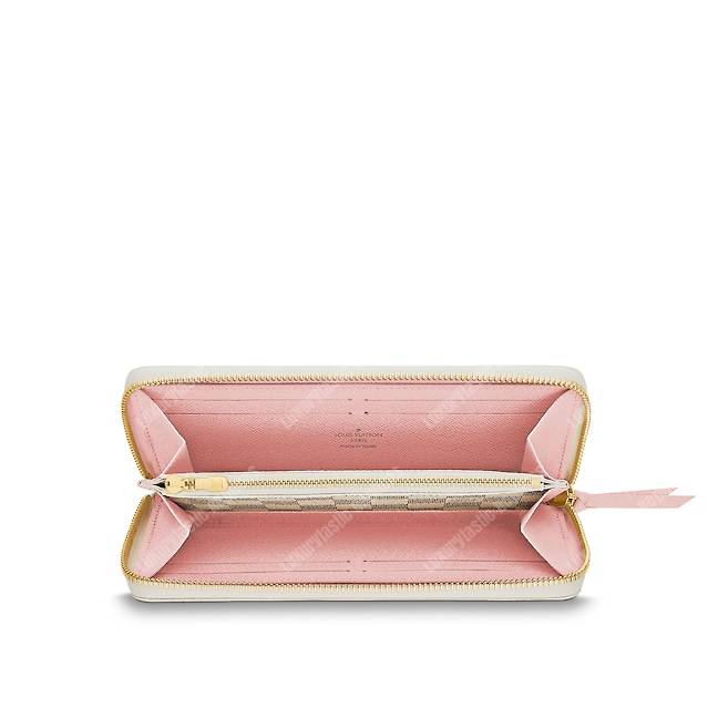 LV Clemence Wallet Damier Azur Canvas Rose Ballerine