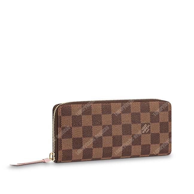 LV Clemence Wallet Damier Ebene Rose Ballerine