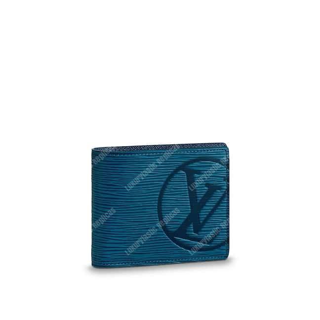 LV Multiple Wallet Epi Leather Bleu Azur Initial